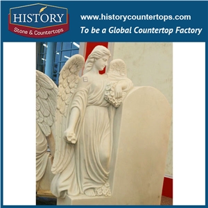 History Stone High Quality Cheapest Price Wholesale Decorative Products, Attractive Exquisite Hand Carved White Marble Angel Surrounded by Flowers Statue, Human Sculptures & Handcrafts