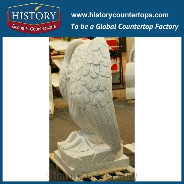 History Stone High Quality Cheapest Price Wholesale Decorative Products, Attractive Exquisite Hand Carved White Marble Angel Surrounded by Flowers Statue, Human Sculptures & Handcrafts