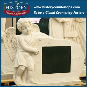 History Stone High Quality Cheapest Price Wholesale Decorative Products, Attractive Exquisite Hand Carved White Marble Little Angel Gazing the Distant Statue, Human Sculptures & Handcrafts