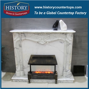 History Stone High Quality Cheapest Price Wholesale Home Decorative Products, Attractive Hot Selling Pink Marble Royal Design Flower-Carved Fireplace, Mantel Surround & Handcrafts