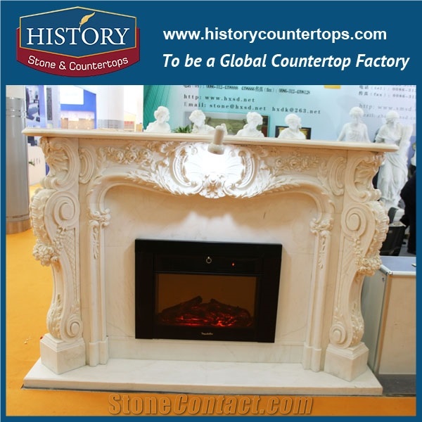 History Stone High Quality Cheapest Price Wholesale Home Decorative Products, Attractive Hot Selling Pink Marble Royal Design Flower-Carved Fireplace, Mantel Surround & Handcrafts
