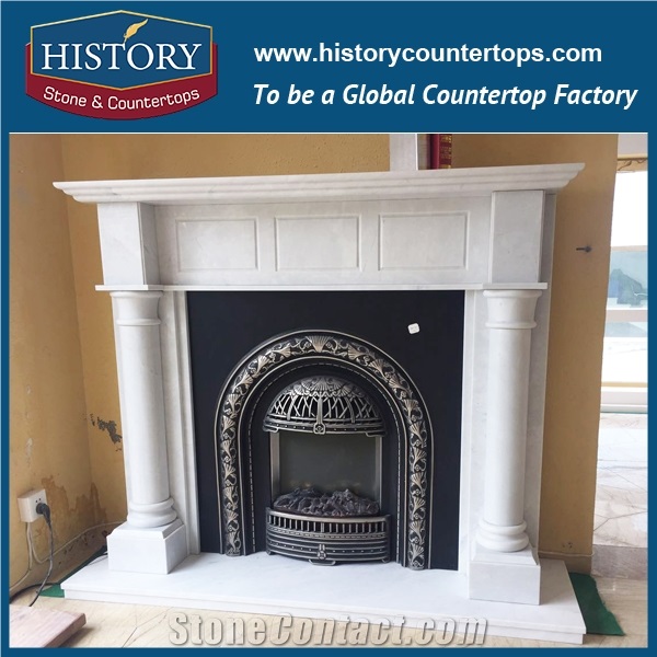 History Stone High Quality Cheapest Price Wholesale Home Decorative Products, Attractive Natural White Marble Top-Rated Arched Masonry Fireplaces, Hot-Selling, Mantels Surround & Handcrafts