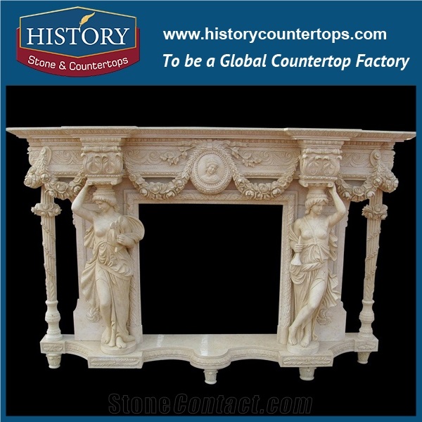 History Stone High Quality Cheapest Price Wholesale Home Decorative Products, Attractive Natural White Marble Top-Rated Arched Masonry Fireplaces, Hot-Selling, Mantels Surround & Handcrafts