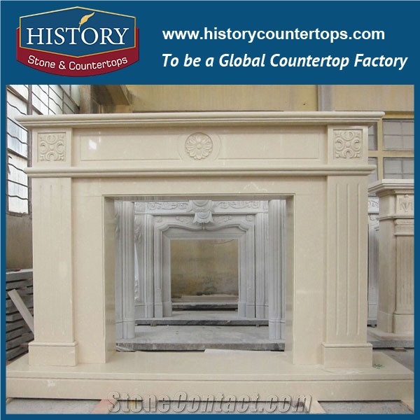 History Stone High Quality Cheapest Price Wholesale Home Decorative Products, Attractive White Marble Royal Design Exquisite Carved Arch Style Fireplace Frame, Mantel Surround & Handcrafts