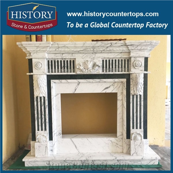 History Stone High Quality Cheapest Price Wholesale Home Decorative Products, Attractive White Marble Royal Design Exquisite Carved Arch Style Fireplace Frame, Mantel Surround & Handcrafts