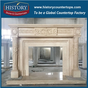 History Stone High Quality Cheapest Price Wholesale Home Decorative Products, Attractive White Marble Royal Design Exquisite Carved Arch Style Fireplace Frame, Mantel Surround & Handcrafts