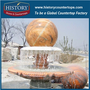 History Stone High Quality China Product with Factory Price, Natural High Polished Red Marble New Design Two Tiers Rotating Ball Garden Water Fountain, Rolling Ball Water Fountain