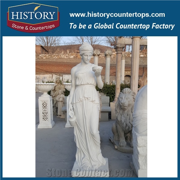 History Stone High Quality Wholesale Products, White Color Cut-To-Size Marble Carved Playing Mother and Son Statue for Decorations Indoors or Outdoors, Human Sculptures, Handcrafts