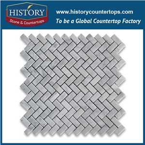 History Stone High Reputation Reliable Quality Shandong Manufacturer, Customized Honed Carrara White Marble 0.625×1.25 Herringbone Pattern Mosaic Tiles, Wall & Flooring Stone Mosaic