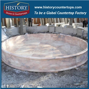 History Stone High Standard China Quanzhou Factory, Polished Yellow Granite Tiered Fountain with Jar Base and Large Pool with Competitive Price, Stone Fountain Ornament