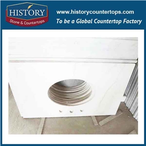 History Stone Hm051 Landscape White Radius Beveled Edge Prefab Size High Polished Surface Wholesales Good Installation Marble Countertop & Vanity Tops for Hotel Bathroom Makeup Top