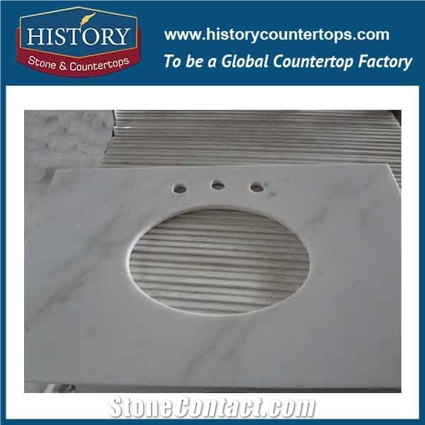 History Stone Hm051 Landscape White Radius Beveled Edge Prefab Size High Polished Surface Wholesales Good Installation Marble Countertop & Vanity Tops for Hotel Bathroom Makeup Top