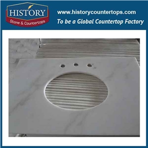 History Stone Hm051 Landscape White Radius Beveled Edge Prefab Size High Polished Surface Wholesales Good Installation Marble Countertop & Vanity Tops for Hotel Bathroom Makeup Top