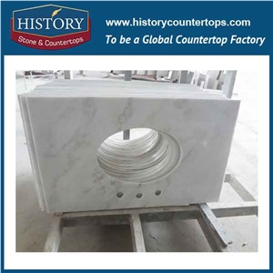 History Stone Hm051 Landscape White Radius Beveled Edge Prefab Size High Polished Surface Wholesales Good Installation Marble Countertop & Vanity Tops for Hotel Bathroom Makeup Top