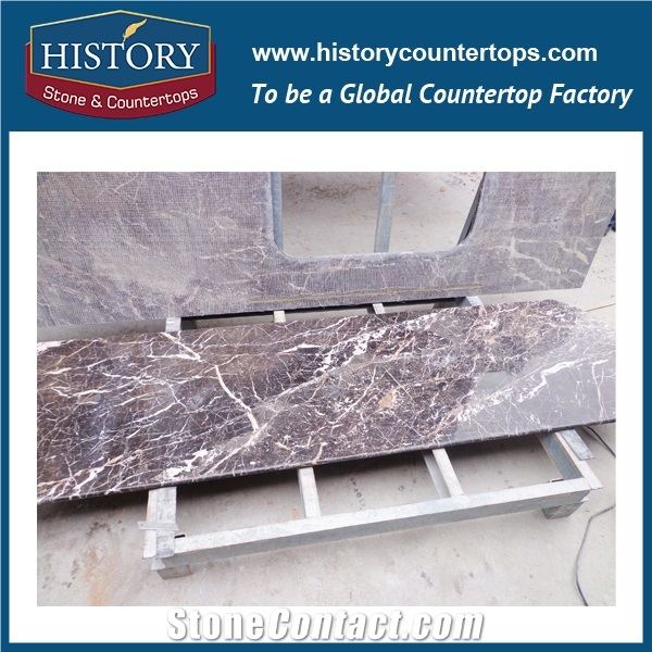 History Stone Hm067 China Marron Emperador Ogee Bullnose Edge Low Price Custom Made Special Polished Bathroom Design for Marble Countertops, Bathroom Vanity Tops & Bath Makeup Top