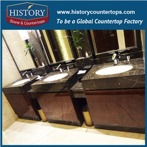 History Stone Hm067 China Marron Emperador Ogee Bullnose Edge Low Price Custom Made Special Polished Bathroom Design for Marble Countertops, Bathroom Vanity Tops & Bath Makeup Top