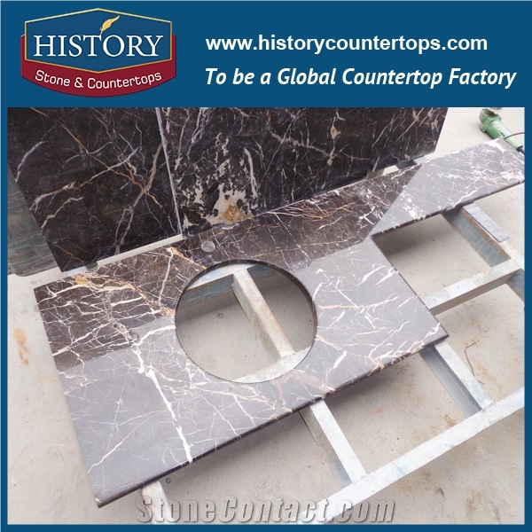 History Stone Hm067 China Marron Emperador Ogee Bullnose Edge Low Price Custom Made Special Polished Bathroom Design for Marble Countertops, Bathroom Vanity Tops & Bath Makeup Top