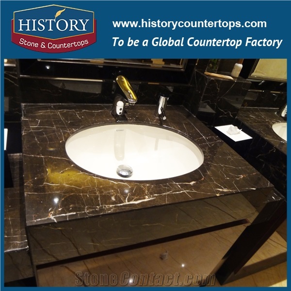 History Stone Hm067 China Marron Emperador Ogee Bullnose Edge Low Price Custom Made Special Polished Bathroom Design for Marble Countertops, Bathroom Vanity Tops & Bath Makeup Top