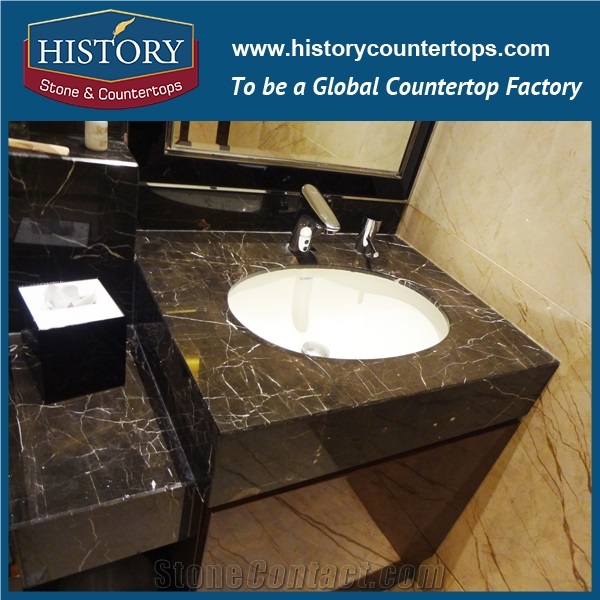 History Stone Hm067 China Marron Emperador Ogee Bullnose Edge Low Price Custom Made Special Polished Bathroom Design for Marble Countertops, Bathroom Vanity Tops & Bath Makeup Top