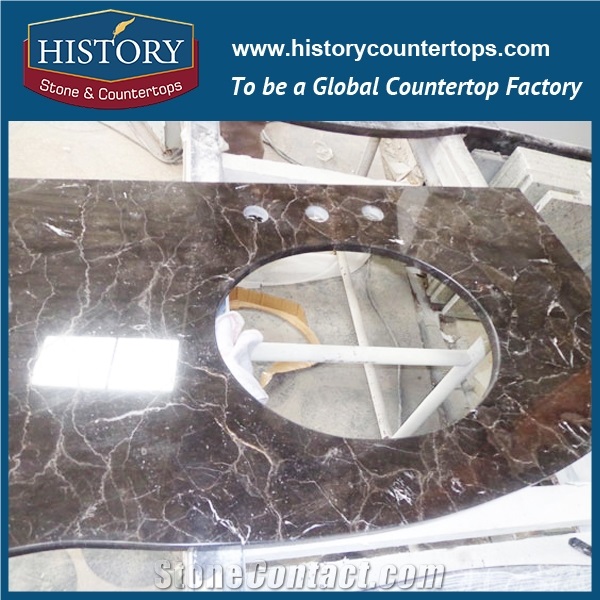 History Stone Hm100 Emperador High Polished Marble Low Cost Chinese Professional Building Material for Solid Surface Countertops & Bathroom Vanity Top Replacement Options