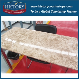History Stone Hmj007 Light Emperador Natural Marble Factory Supply Custom Furniture Uk Style for Bathroom Countertop, Bathroom Vanity Tops, Bath Makeup Top