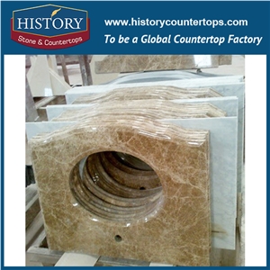 History Stone Hmj007 Light Emperador Natural Marble Factory Supply Custom Furniture Uk Style for Bathroom Countertop, Bathroom Vanity Tops, Bath Makeup Top