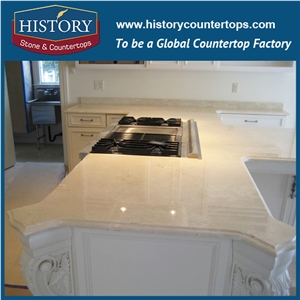 History Stone Hmj030 Crema Marfil Dupont Edge New Professional Wear Resistant Polishing Marble Furniture Customed Design Solid Surface Bathroom Countertops & Vanity Top