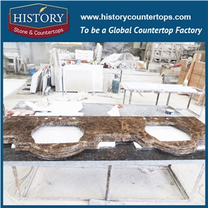 History Stone Hmj031 Dark Emperador Ogee Bullnose Custom Made Top Grade Beautiful Decorative Marble Polished Bathroom Design for Countetops & Vanity Top, Bathroom Makeup Top