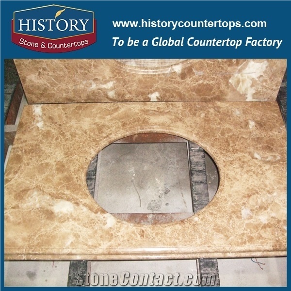 History Stone Hmj128 Crystal Brown Radius Top Four Edges Polished Pre Cut Installing Economical Natural Stone Solid Surface Marble Countertops & Bathroom Vanity Top Options by Price