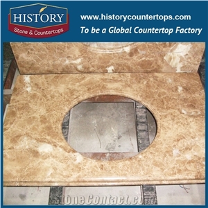 History Stone Hmj128 Crystal Brown Radius Top Four Edges Polished Pre Cut Installing Economical Natural Stone Solid Surface Marble Countertops & Bathroom Vanity Top Options by Price