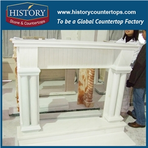 History Stone Hot-Selling High Quality Perfect Wholesale Products in Stock, Beautiful Green Polished Granite Classical Carved Columns Fireplace Frame for House Decorations, Mantel Surround & Handcraft