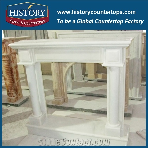 History Stone Hot-Selling High Quality Perfect Wholesale Products in Stock, Beautiful Green Polished Granite Classical Carved Columns Fireplace Frame for House Decorations, Mantel Surround & Handcraft