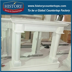 History Stone Hot-Selling High Quality Perfect Wholesale Products in Stock, Beautiful Green Polished Granite Classical Carved Columns Fireplace Frame for House Decorations, Mantel Surround & Handcraft