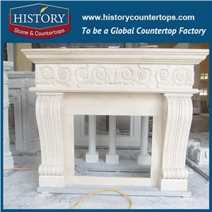 History Stone Hot-Selling High Quality Perfect Wholesale Products in Stock, Green Marble Handwork Simple Design Fireplace Surround and Frame for House Decorations, Mantel Surround & Handcr