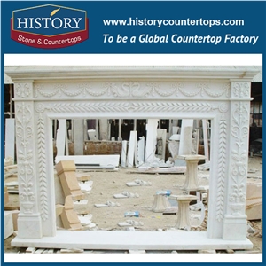 History Stone Hot-Selling High Quality Perfect Wholesale Products in Stock, Green Marble Handwork Simple Design Fireplace Surround and Frame for House Decorations, Mantel Surround & Handcr