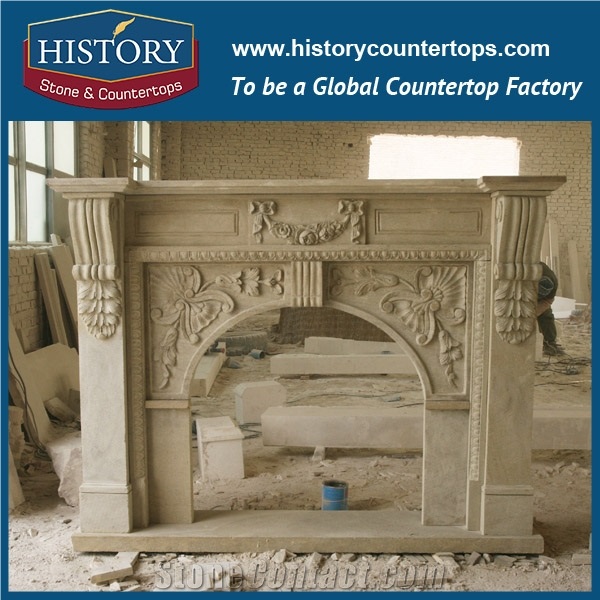 History Stone Hot-Selling High Quality Perfect Wholesale Products in Stock, Green Marble Handwork Simple Design Fireplace Surround and Frame for House Decorations, Mantel Surround & Handcr