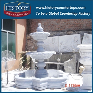 History Stone Hot-Selling High Quality Perfect Wholesale Products in Stock, Hand Carved Grey Granite Simple Design Floral Pedestal Fountain for Exterior Decoration, Water Fountain & Handcrafts