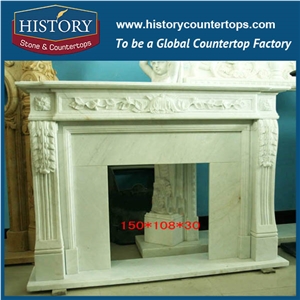 History Stone Hot-Selling High Quality Perfect Wholesale Products in Stock, White Marble Handwork Antique Classical Style Fireplaces with Carved Leaves, Mantel Surround & Handcrafts