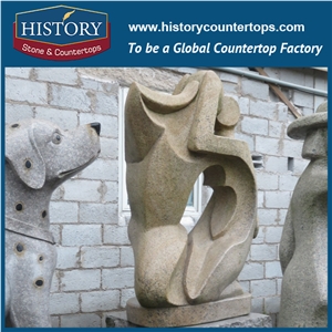 History Stone Hot-Selling High Quality Wholesale Products, Natural Yellow Granite Abstract Art Two Squatting Men Statue with Cheap Price for Garden, House Decorations, Human Sculptures & Handcrafts