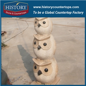 History Stone Hot-Selling High Quality Wholesale Products, Natural Yellow Granite Cartoon Piling-Up Eagles Statue with Cheap Price for Garden, Zoo, House Decorations, Animal Sculptures & Handcrafts
