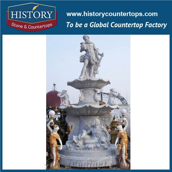 History Stone Low Price Fountain by Famous Producer in Quanzhou, Natural Grey Granite Luxury Design Water Garden Fountain with Disk-Annulus Base, Stone Garden Fountain