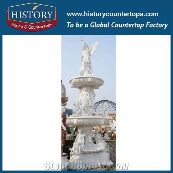 History Stone Low Price Fountain by Famous Producer in Quanzhou, Natural Grey Granite Luxury Design Water Garden Fountain with Disk-Annulus Base, Stone Garden Fountain