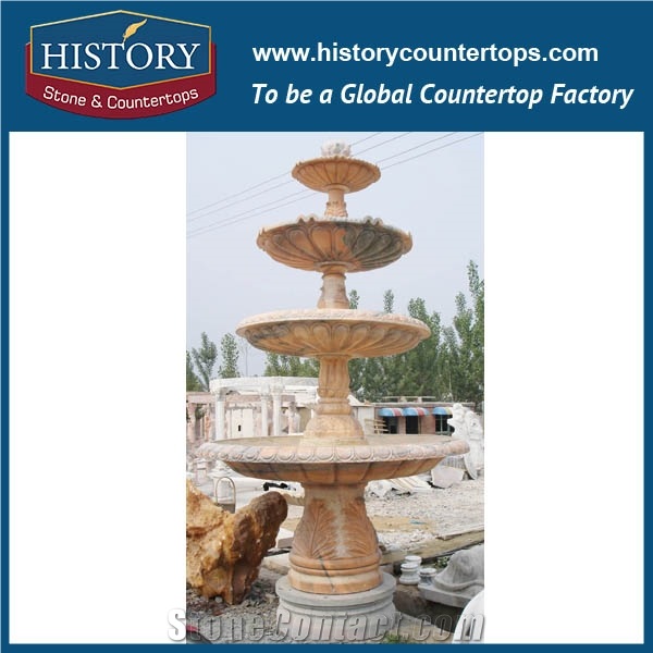 History Stone Low Price Fountain by Famous Producer in Quanzhou, Natural Grey Granite Luxury Design Water Garden Fountain with Disk-Annulus Base, Stone Garden Fountain