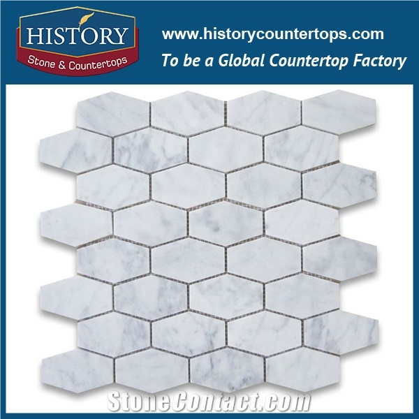 History Stone Low Price Quanzhou Supplier, Pretty Polished Spain Cream Marfil 3 Inches Hexagon Beige Marble Mosaic Tile for Bathroom, Kitchen, Balcony, Corridor and Fireplace Decoration