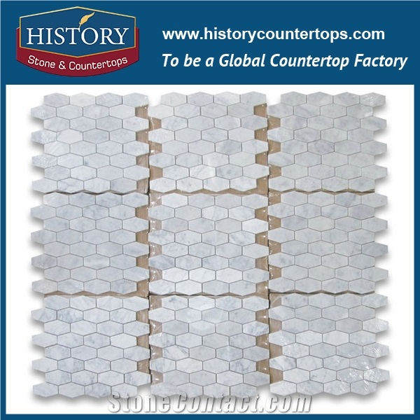 History Stone Low Price Quanzhou Supplier, Pretty Polished Spain Cream Marfil 3 Inches Hexagon Beige Marble Mosaic Tile for Bathroom, Kitchen, Balcony, Corridor and Fireplace Decoration