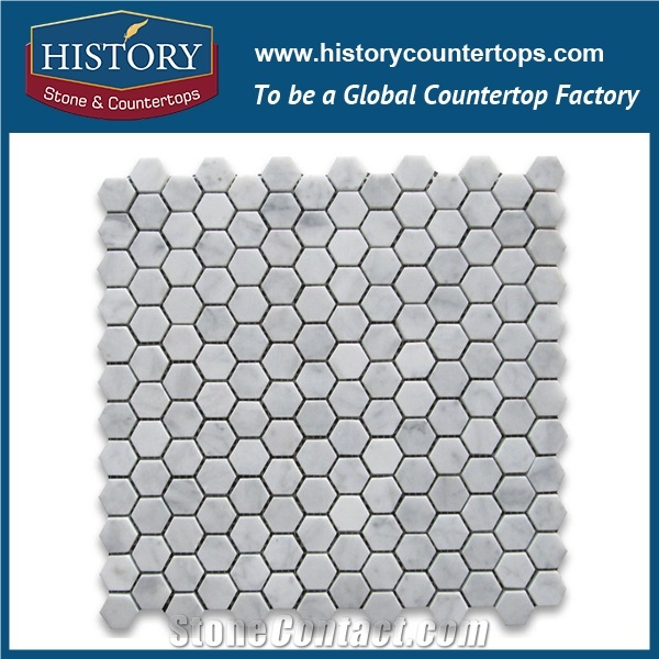 History Stone Low Price Quanzhou Supplier, Pretty Polished Spain Cream Marfil 3 Inches Hexagon Beige Marble Mosaic Tile for Bathroom, Kitchen, Balcony, Corridor and Fireplace Decoration