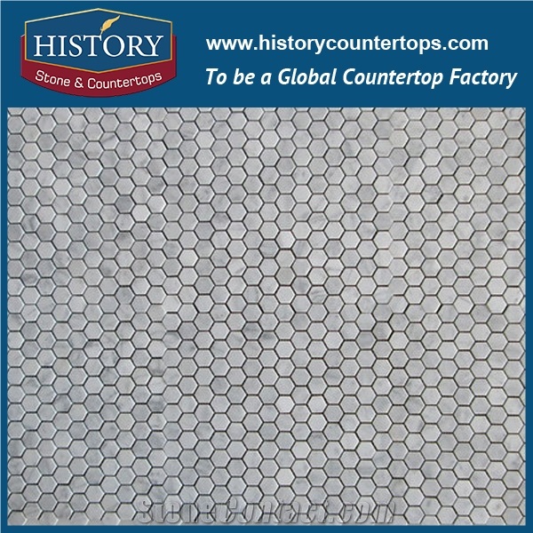 History Stone Low Price Quanzhou Supplier, Pretty Polished Spain Cream Marfil 3 Inches Hexagon Beige Marble Mosaic Tile for Bathroom, Kitchen, Balcony, Corridor and Fireplace Decoration