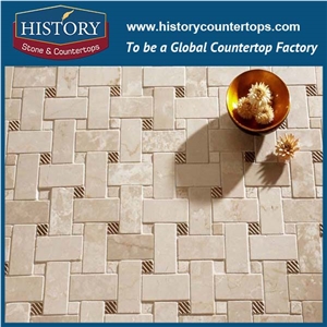 History Stone Made in China High Standard Modern Design, Decorative Beige Limestone Basket Weave Pattern Bathroom, Hall, Kitchen Mosaic Tiles, Home Decoration Flooring & Wall Natural Mosaic