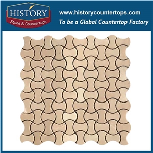 History Stone Made in China High Standard Modern Design, Natural Polished Spain Cream Marfil Marble 3 D Non-Slip Mosaic Tiles for Home Interior Decoration, Flooring & Wall Beige Marble Mosaic
