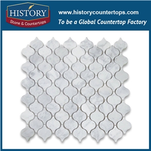 History Stone Made in China Warehouse Clearance, New Trend Polished Natural Bianco Carrara White Marble Home Decoration Mini Lantern Shaped Pattern Best Mosaic Tiles Arts, Wall & Flooring Mosaic